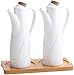 VSDEXR Confezione da 2 Bottiglie di Olio per caraffa in Ceramica Bianca da 300 ml, Olio d'oliva da Tavolo in Porcellana/Salsa di soia/Bottiglie per ampolle di aceto, Dispenser di spezie liquide per