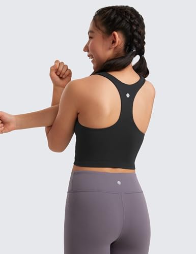 CRZ YOGA Girls Butterluxe Double Lined Tank Tops High Neck Racerback Cropped Basic Sleeveless Dance Yoga2