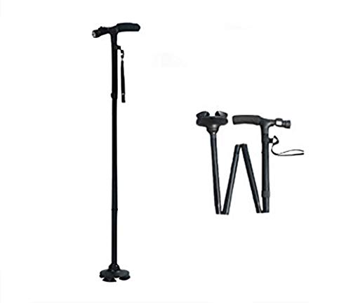 Sminiker Professional LED Folding Walking Cane with Carrying Bag for Old Gentleman or Lady Aluminum Alloy Foldable Cane with Light