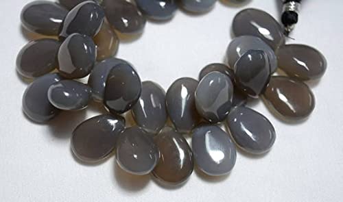 Chalcédonie grise en poire LKBEADS pour création de bijoux de 13x18mm