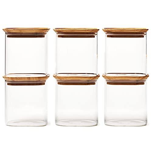 EZOWARE 700ml Luftdicht Klare Stapelbare Glas Vorratsdosen, 6er Set...