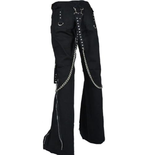 Women's Chains Black Rhinestones Gothic Punk Emo Pants Straps Baggy Pants (3/Medium)2