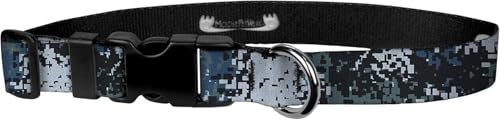 Image of Camo Dog Collar - Camouflage Print Adjustable, D Ring, Side Release Buckle - 1 Inch Adjusts 13-21 Inches, Large, Digi Camo Blue