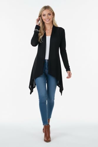 Image of ToBeInStyle Womens Open Front Long Sleeve Lightweight Asymmetrical Draped Cardigan with Side Pockets