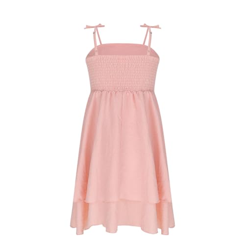 Girls Summer Dress Casual Spaghetti Strap Sundress Flowy Ruched Tiered Mini Dress Smocked Back Party Dress 8-14 Years3