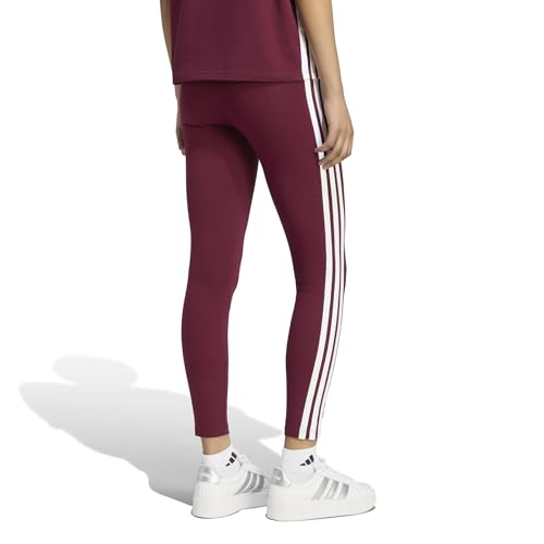 adidas Damen Essentials 3-Stripes Cotton Leggings Tights, maroon/white, L – Ansicht 2