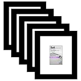 Americanflat 5x6 Picture Frame with Polished Plexiglass - Set of 5 - Use as 2x3 Frame with Mat or 5x6 Frame Without Mat - Galleria Collection - Gallery Frames for Tabletop and Wall Display - Black