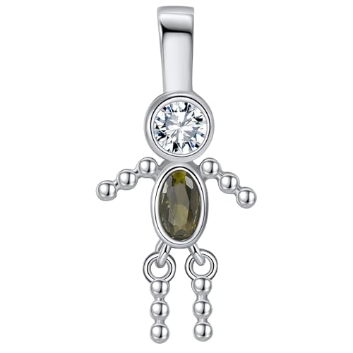 Birthstone Baby Boy Charms for Mom by Ginger Lyne Birthday Kids Girl Pendants for Grandma Family Tree Necklace for Women Cubic Zirconia Sterling Silver