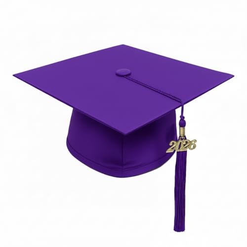 Image of CLERKMANS Unisex Matte Graduation Cap Gown Tassel Package, High School and University