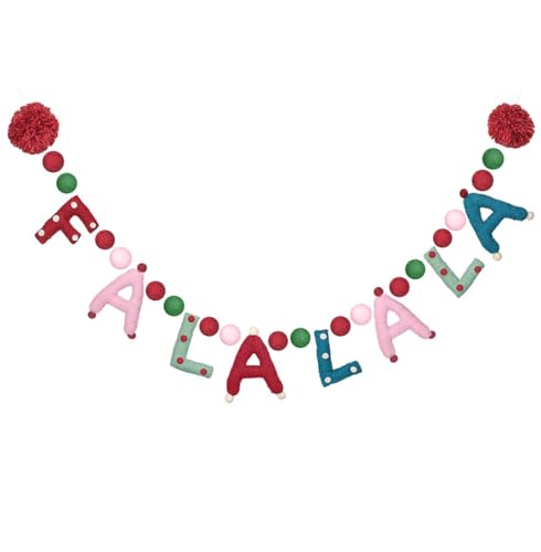 Image of Folkulture Christmas Garland for Mantle Decorations, 72 Inches Wool Felt Ball Garland for Xmas Party, Holiday Home Decor & Wall Decorations, Easy to Hang Garland Christmas Decor (Falala)