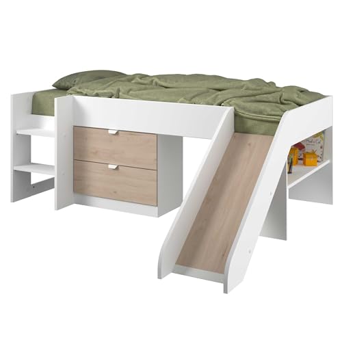 Parisot Lit Toboggan Tobo 90x200 - chêne/Blanc