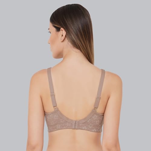 Image of SOIE Women's Full Coverage Minimizer Bra|Non Wired, Non Padded, Triple Layered Cups|Breathable Stretch Cotton with Lace & U-Back Support
