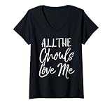 Photo Gallery donna cute halloween ghost joke for boys all the ghouls love me maglietta con collo a v Photo Gallery donna cute halloween ghost joke for boys all the ghouls love me maglietta con collo a v