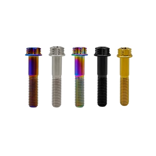 RISON-Titanium Titanschrauben M6x1.0x30mm, 5 Stück Flanschschraube Torx Kopf Flansch Schrauben Sechskantschrauben Gewindeschrauben GR5 Titanbolzen Befestigungen für Motorräder Fahrrad Auto