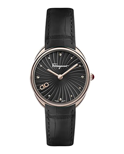 Ferragamo Coleção Cuir Relógio Feminino Feito na Suíça, Preto, OS, Cuir