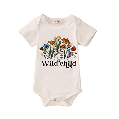 Image of CM C&M WODRO Baby Girl Romper Infant Wild Flower One Piece Jumpsuits Floral Bodysuit Short Sleeve Summer Clothes Outfit