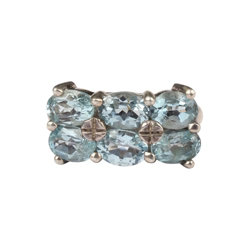Bague topaze bleue fait main argent sterling 925 femme pierre de naissance