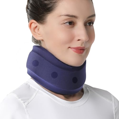 Velpeau Neck Brace for Neck Pain and Support - Soft Cervical Collar for Sleeping, Snoozing, Sleeping Upright, Anti-Snoring, Sleep Apnea for Women & Men (Blue, Enhanced Version, S: 10.5-11.5"/2.7")