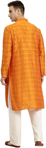 Men's Silk Blend Self Design Only Long Kurta3