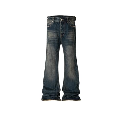 Micro Flared Long Pants, Unisex Distressed Washed Denim Jeans
