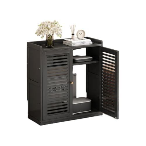 TAYTHI竹製ルーター収納ボックス、マルチメディアシールド電源ボックスキャビネット、シンプルでナチュラル、ケーブル、電話、Wi-Fi収納キャビネット、スリムな隠しブラケットの収納に最適 (ブラック,59*25*67cm)