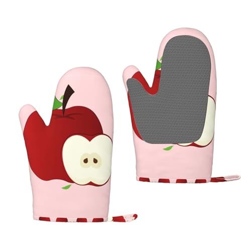 Manoplas de horno de silicona con diseño de frutas rojas, paquete de 2 unidades, aisladas gruesas para hornear al aire libre y microondas
