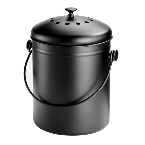 Bac à compost iDesign haut de gamme design noir mat 5 l double filtration innovante - 2