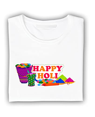 Image of Decor Production Men's /Women's Regular Fit -Colourful - Holi Tshirt Shirt for Men /Women Printed Round Neck Tshirt || Mens /Womens Tshirts Polycotton Half Sleeve