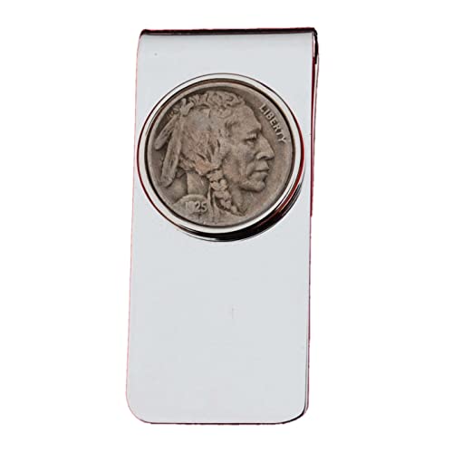 US 1925 Indian Head Buffalo Nickel 5 Cent Coin Solid Brass Silver Money Clip New - High Quality