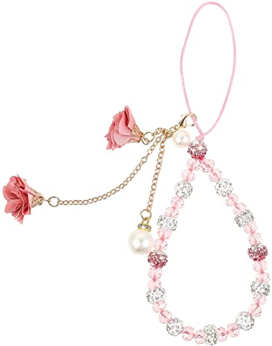 ELECDON Cell Phone Straps - Crystal Flower Pendant Charm Phone Strap, Non-Slip Lanyard & Cute Pocket Keychain for Car Key, Purse & Phone Decoration (Pink)