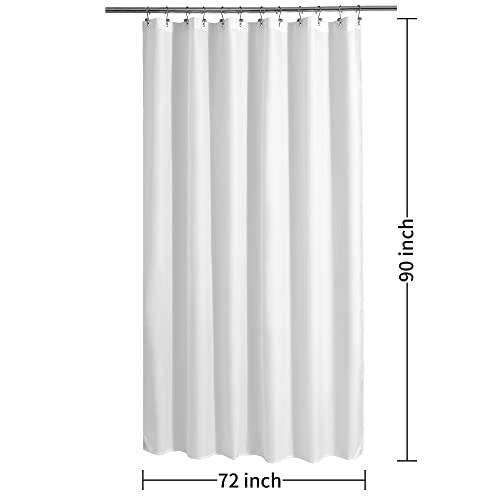 Image of ALYVIA SPRING 72x90 Extra Long Waterproof Fabric Shower Curtain Liner White | 2 Magnets, Soft Cloth & Hotel Quality, Machine Washable, Light-Weight, Extra Long Size