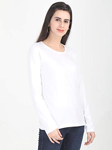 Image of FLEXIMAA Women's Cotton Plain Round Neck Full Sleeve T-Shirt
