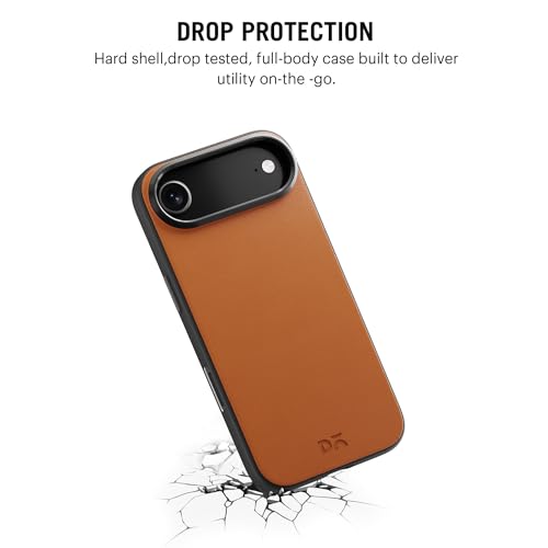 Image of DailyObjects Leatherite Case for iPhone Air Compatible with MagSafe Wireless Charging | Tan-Grey Hybrid Magnetic Back Cover