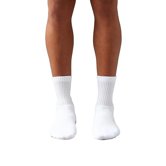 Long Crew Socks for Men & Women | Cotton Ribbed Sports Socks | Tennis, Gym, Running & Hiking | Breathable & Comfortable | Pack of 6 | White-image-26