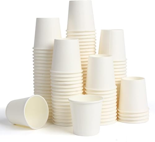 VEYLIN Disposable Mouthwash Paper Cups 100-Count 2OZ Small White Paper Cups for Hot and Cold Drinks Coffee Tea and Party Supplies Perfect for Bathroom Travel and Picnic