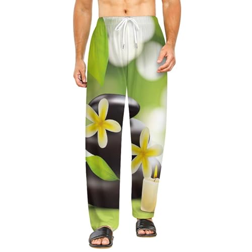 Bas de pyjama femme long Galets de Fleurs pantalon de détente avec poches S