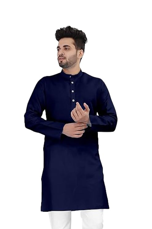 Image of Flossy Men's Cotton Blend Plain Solid Kurta for Men