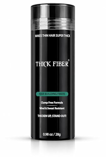 THICK FIBER Hair Fibers | Hair Powder for Thinning Hair 28g Bottle | Makes Thin Hair Look Thicker in Seconds | Hair Loss Concealer For Women & Men (Black)
