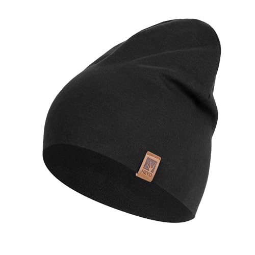 HEYO Kinder Set Beanie Mütze Schlauchschal Baumwolle Rundschal weich Mädchen Jungen Herbst Frühling Frühlingsset Herbstset (Schwarz)