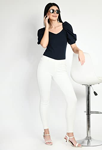 Image of IUGA Casual Women Puff Sleeve Sweetheart Neck Crop Top
