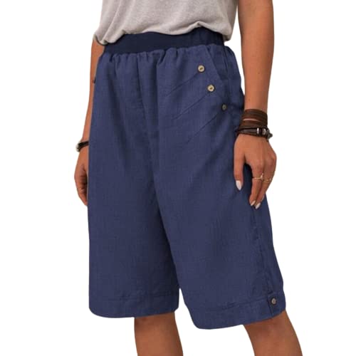 Bermuda femme taille élastique anti-compression en lin