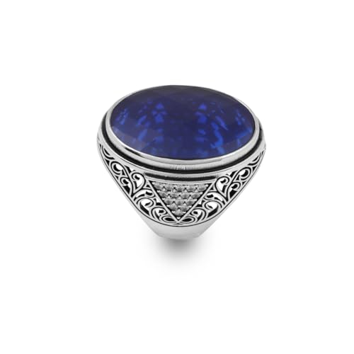 Bague saphir homme argent large anti-déformation style ottoman