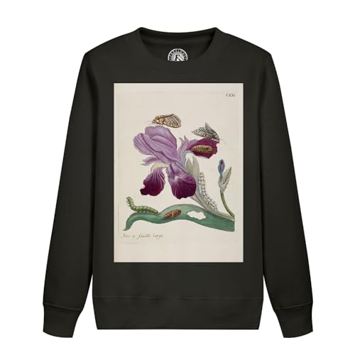 Sweatshirt enfant motif iris et chenilles idée cadeau illustration vintage
