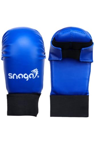 Image of Snaga Moulded Karate Gloves, Punching Bag Glove for Training, Foam Padding, Elastic Hook & Loop Wrap Around Strap, Gloves for Better Protection, Performace and Comfort. (Blue, L) (14 + Years Old)