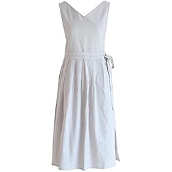 Ropa De Trabajo Para Cafeteria SPDYCESS Delantal de Cocina de Algodón Estilo Japonés Baberos Color Sólido Suave Delantal de Mujer para Cocinando Hornear Jardinería Floristería Cafetería Ropa de Trabajo(Gris)