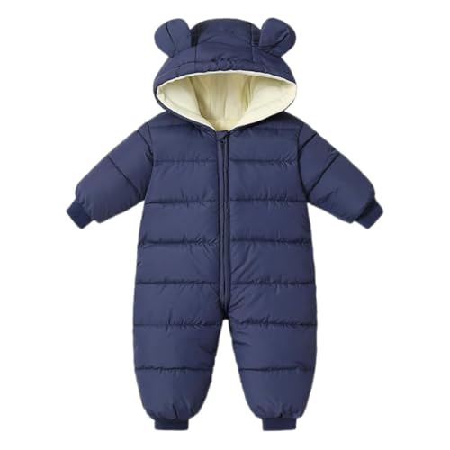 Renholin Baby Boys Girls Winter Snowsuit Warm Down Romper Newborn Thick Zipper Windproof Hooded Fleece Jumpsuit for Outerwear