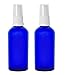 2 x Flacon Bleu en verre 100ml avec Lotion Pompe BLANC. Haute qualité bouteille en verre vide approprié pour l'aromathérapie, Art, Créations, Voyage bouteille pour beauté Gels, Sérums et Lotions