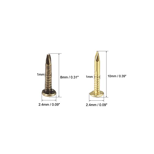 uxcell 800 piezas clavos pequeños 1x8mm y 1x10mm para madera DIY decoración miniatura 2