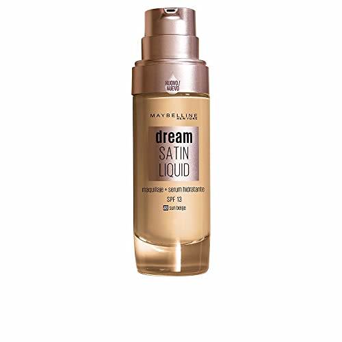 MAYBELLINE Dream Satin Liquid, Base de Maquillaje Líquida con Sérum Hidratante, Tono 048 Sun Beige, 1 Unidad (Paquete de 1)