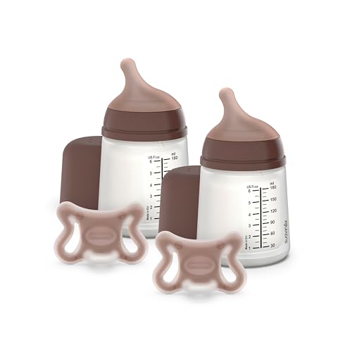 Image of Suavinex Zero Zero Deluxe Newborn Starter Set Small Anti Colic Baby Bottle + Pacifier, No 1 Spanish Baby Bottle Brand, Minimizes Bottle Rejection & Nipple Confusion, Adaptable Flow - Deep